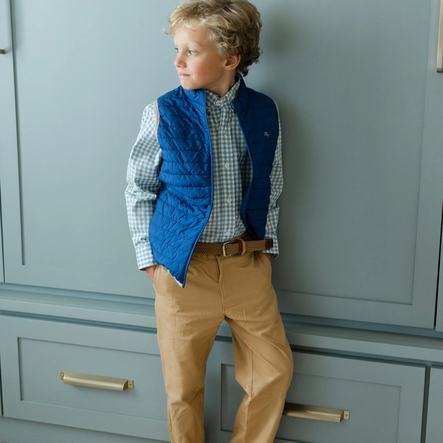 J. Bailey Boys Quilted Vest - Navy Blue