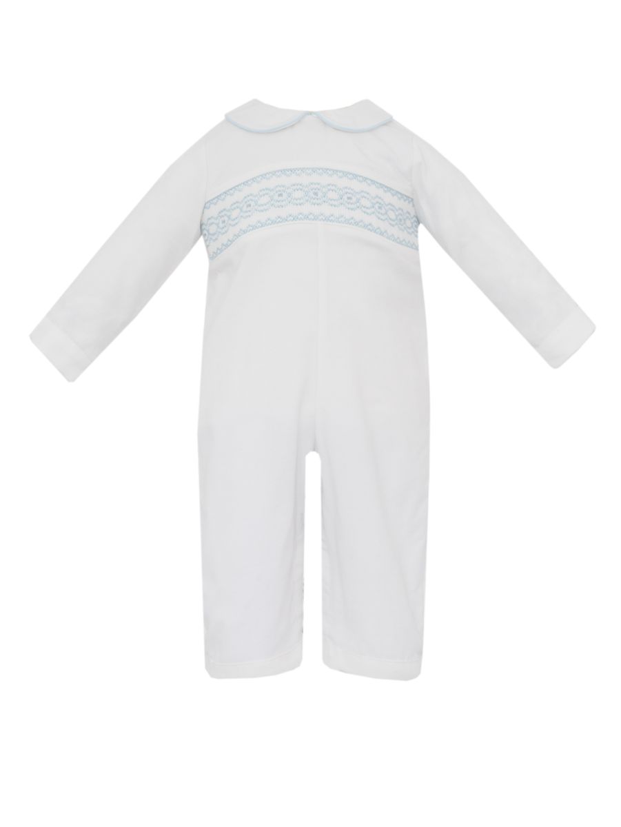 Petit Bebe Baby Boys Winter White Corduroy Smocked Romper