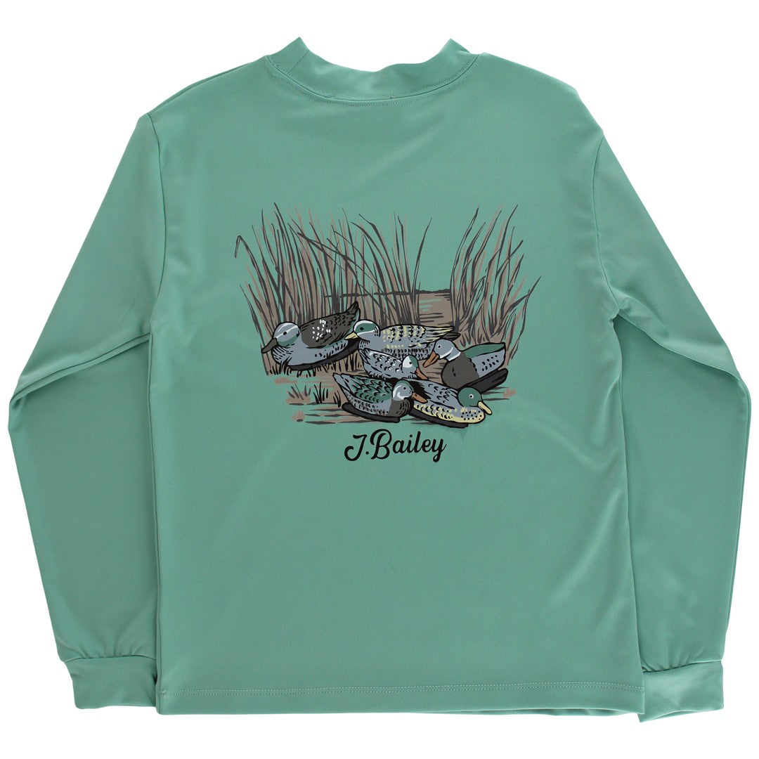 J. Bailey Boys Performance Logo Shirt - Duck Decoy on Green