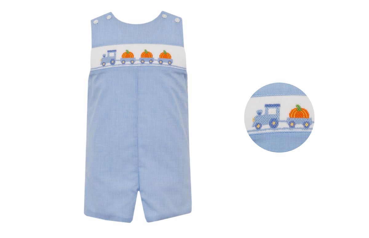 Petit Bebe Boys Blue Jon Jon - Smocked Pumpkins Truck