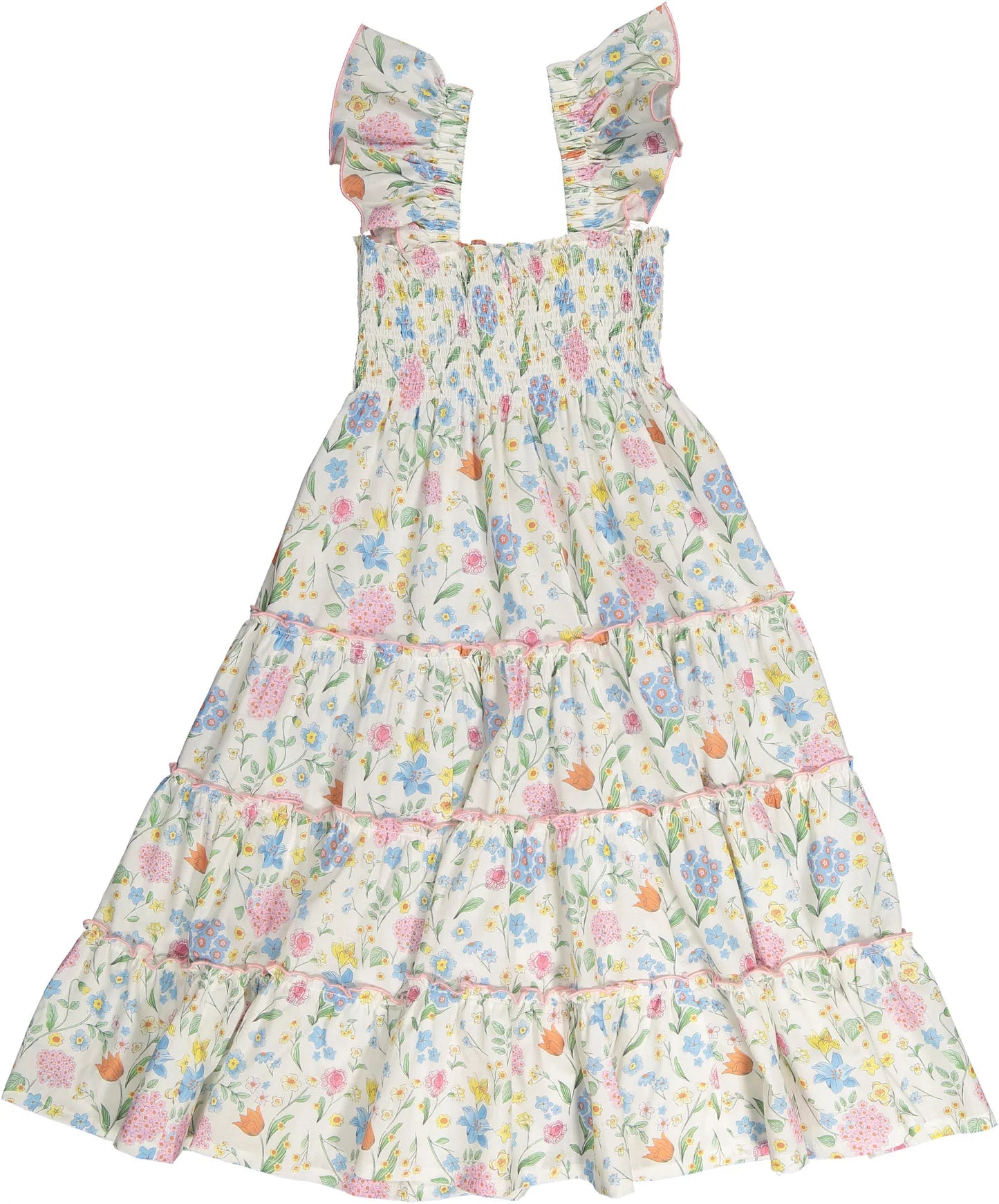 Maryland by Sal & Pimenta Girls Smocked Tiered Dress - Secret Garden Floral