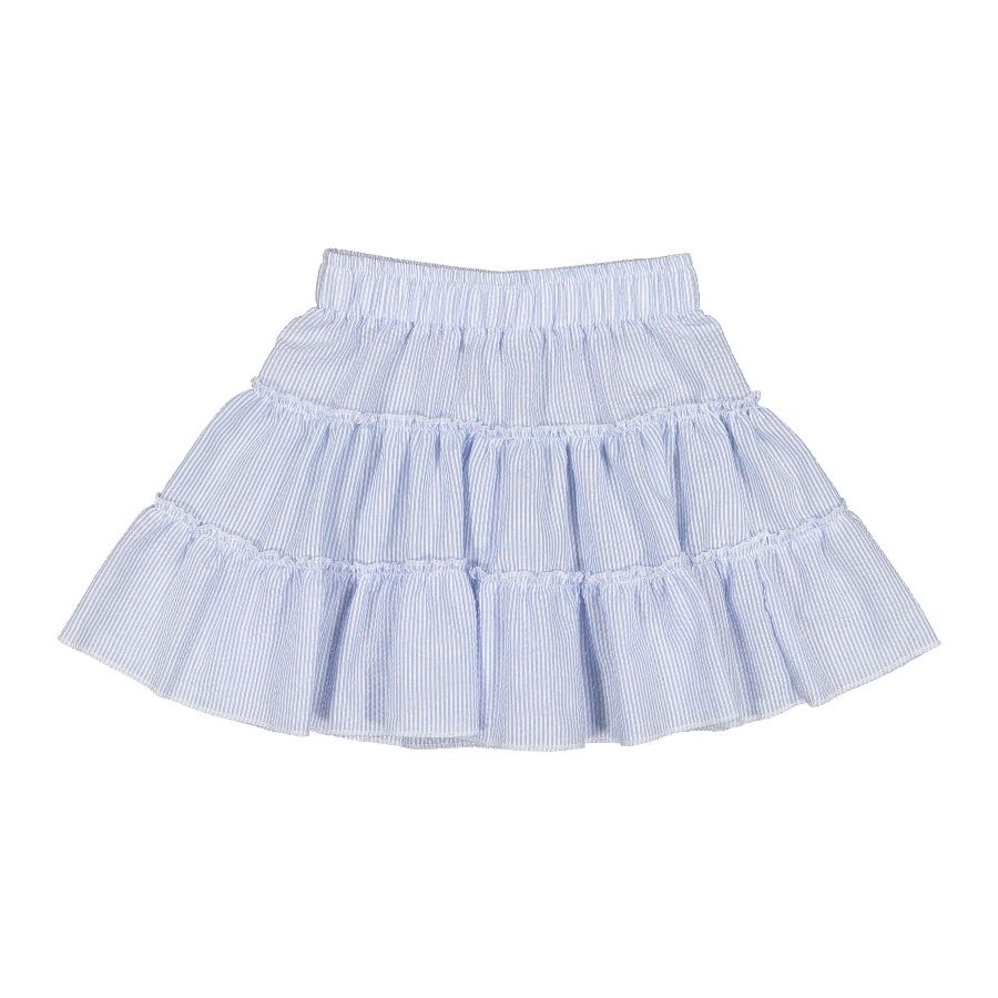 Sal & Pimenta Maryland Girls Seersucker Tiered Skirt - Blue