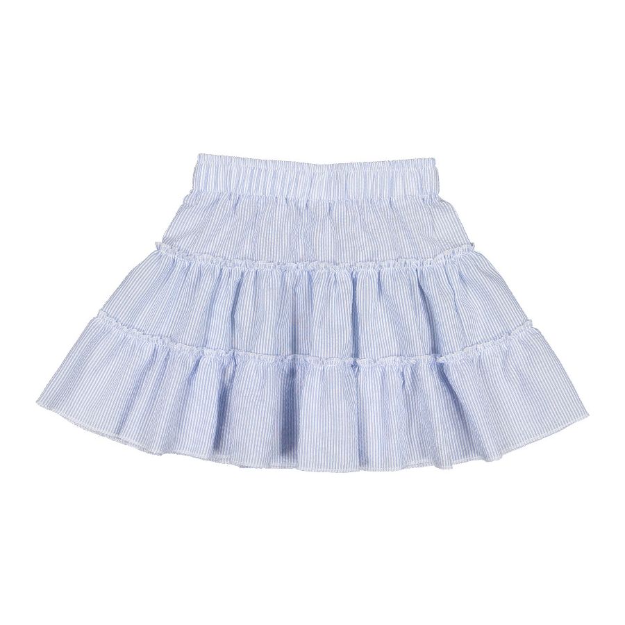 Sal & Pimenta Maryland Girls Seersucker Tiered Skirt - Blue