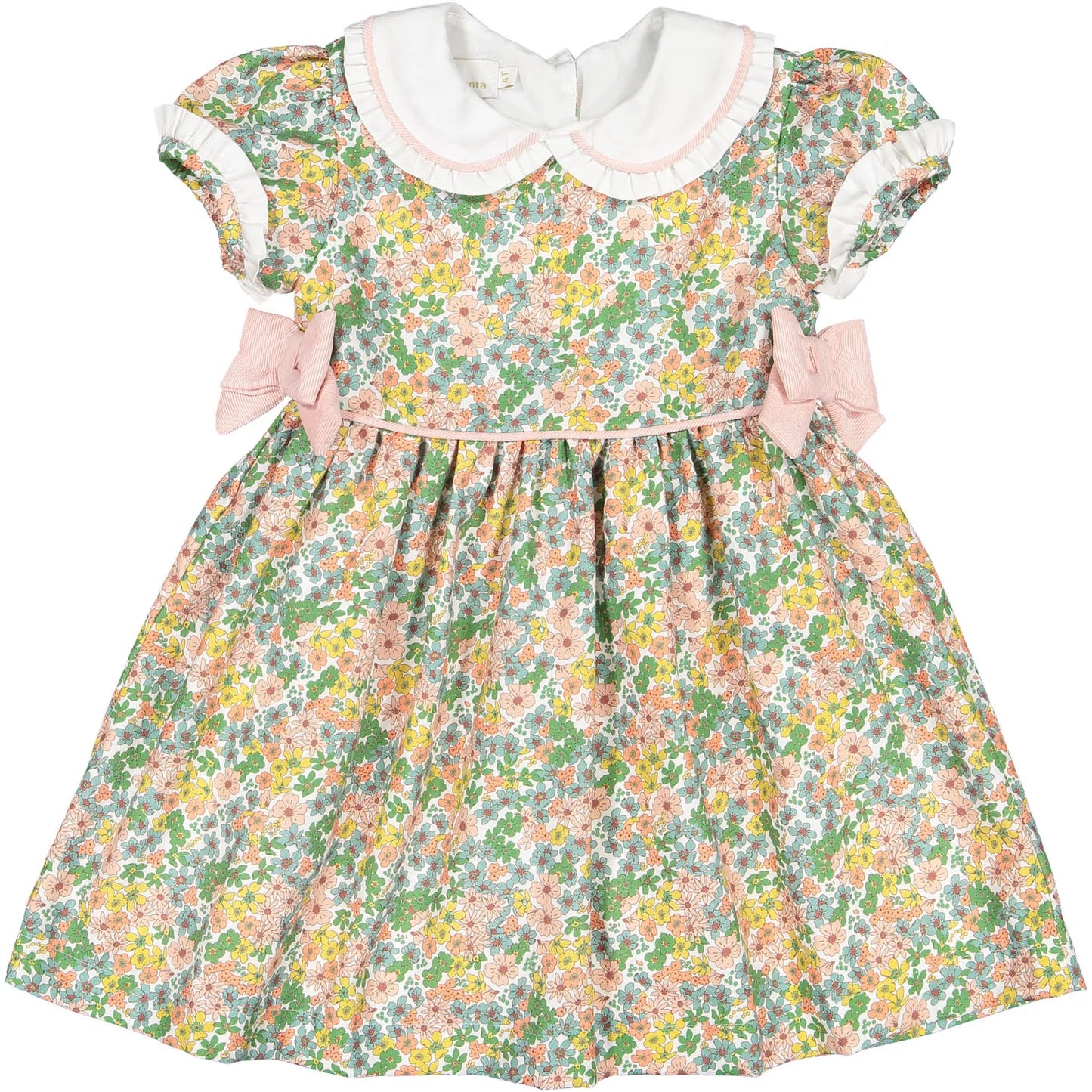 Sal & Pimenta Girls Oak Tree Fall Floral Dress with Collar - Side Bows 6T