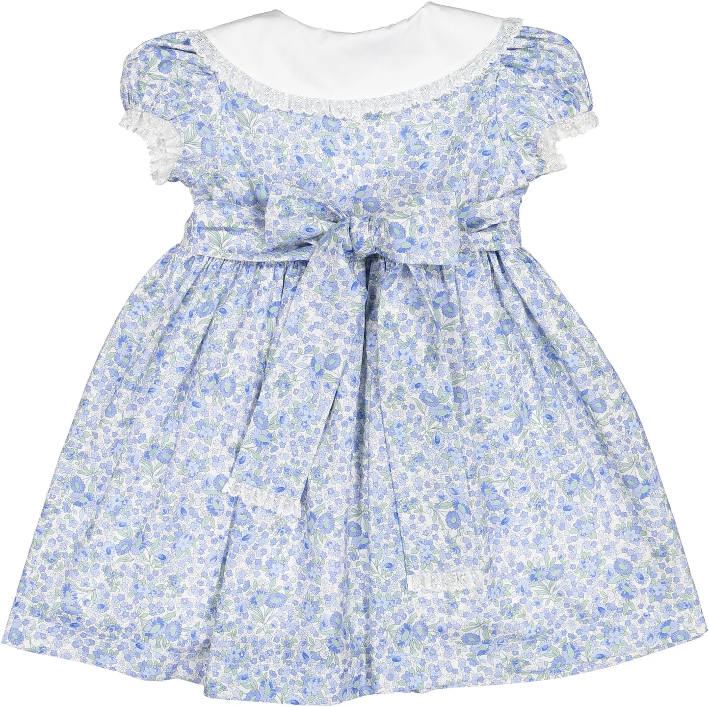 Sal & Pimenta Girls Blue Liberty Snowflake Floral Dress - Fancy Collar by Sal & Pimenta