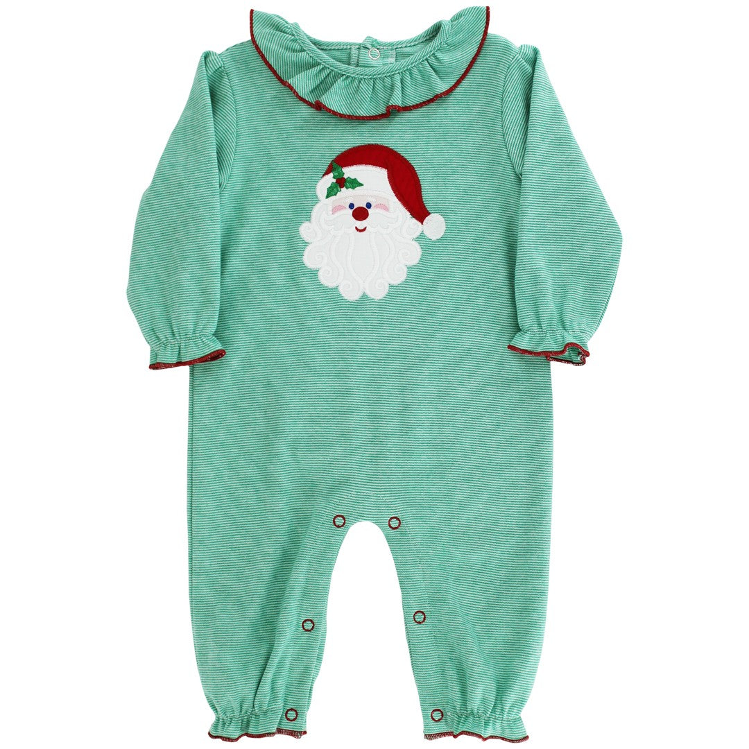 Bailey Boys Baby Girls Green Knit Santa Claus Romper
