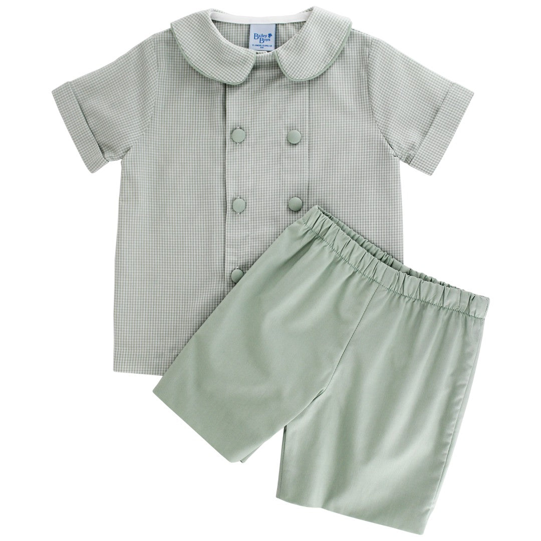 Bailey Boys Dressy Shorts Set - Celery Green Checks