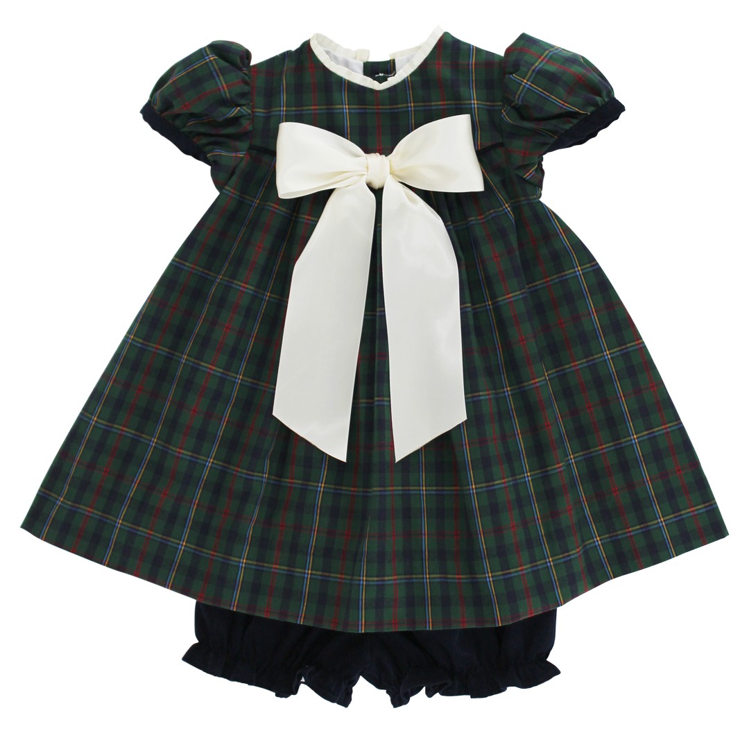 Bailey Boys Toddler Girls Navy Blue & Green Watson Holiday Plaid Dress Bailey Boys Toddler Girls Navy Blue & Green Watson Holiday Plaid Dress