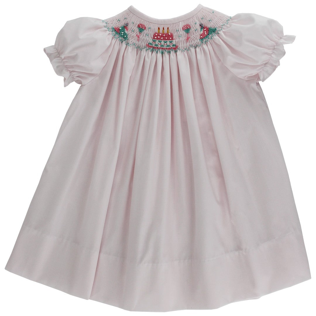 Bailey Boys Baby Girls Pink Smocked Happy Birthday Dress - Bishop 12M Bailey Boys Baby Girls Pink Smocked Happy Birthday Dress - Bishop 12M