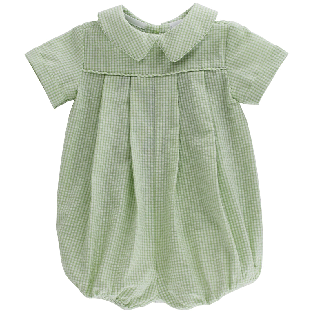 Bailey Boys Baby Dressy Bubble with Collar - Grass Green Seersucker by Bailey Boys