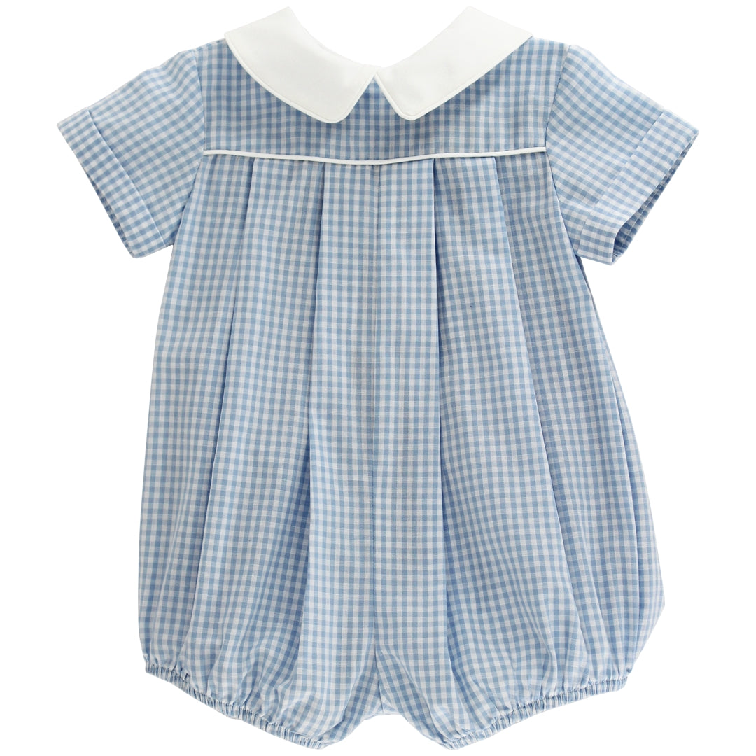 Bailey Boys Baby Blue Check Dressy Bubble with White Collar by Bailey Boys