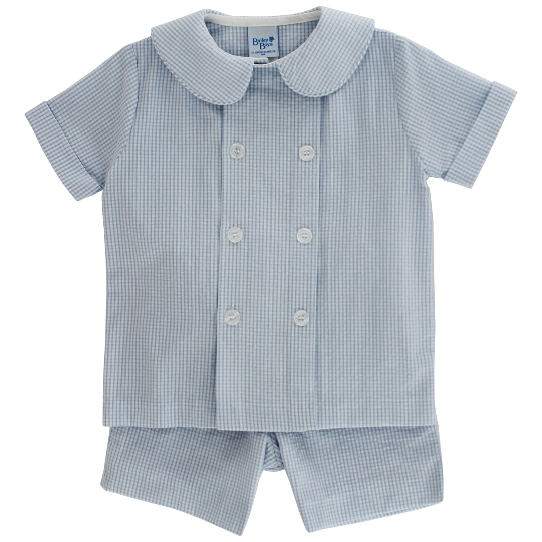 Bailey Boys Dressy Shorts Set - Blue Check Seersucker by Bailey Boys