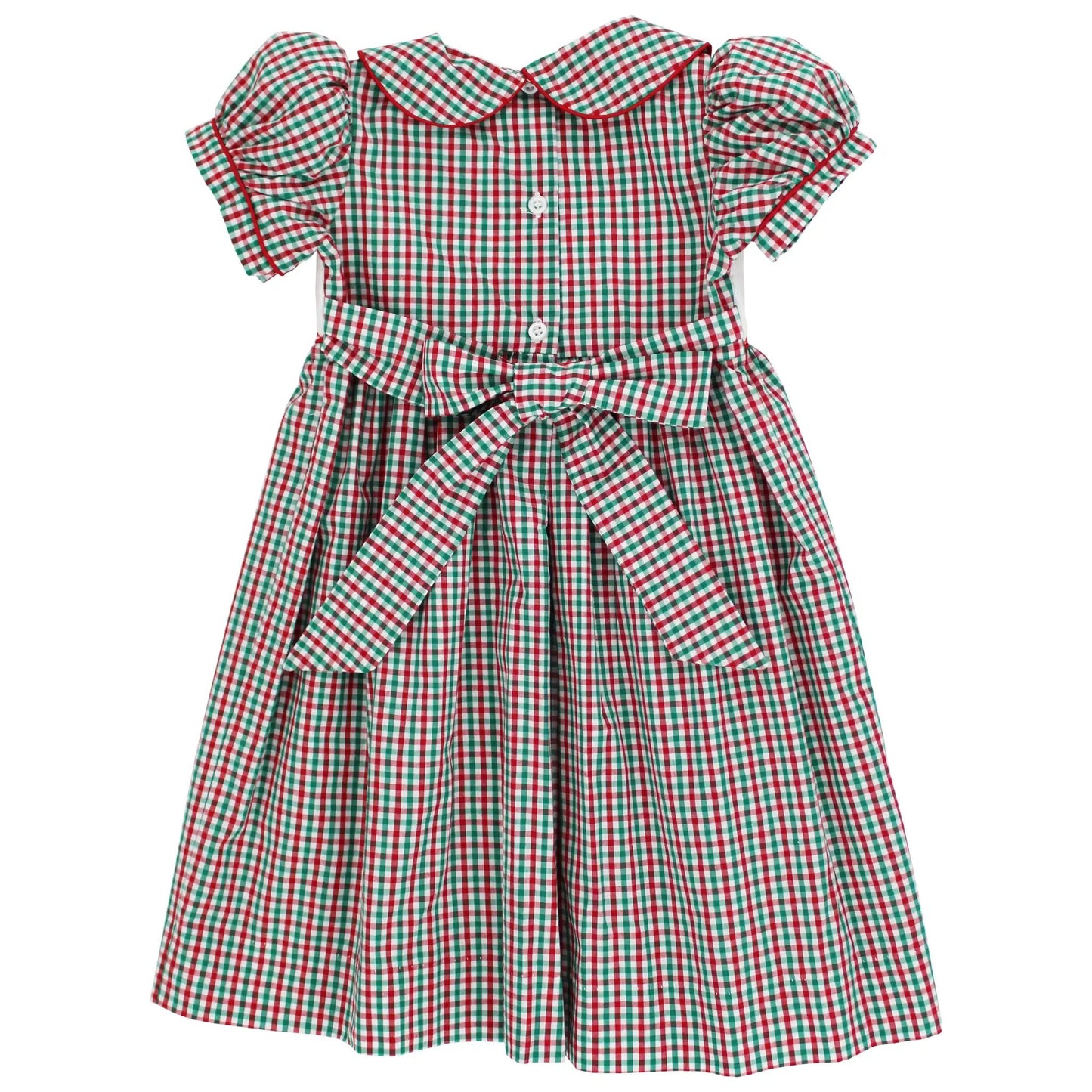 Bailey Boys Girls Red & Green Check Smocked Santa Sleigh Dress with Collar by Bailey Boys
