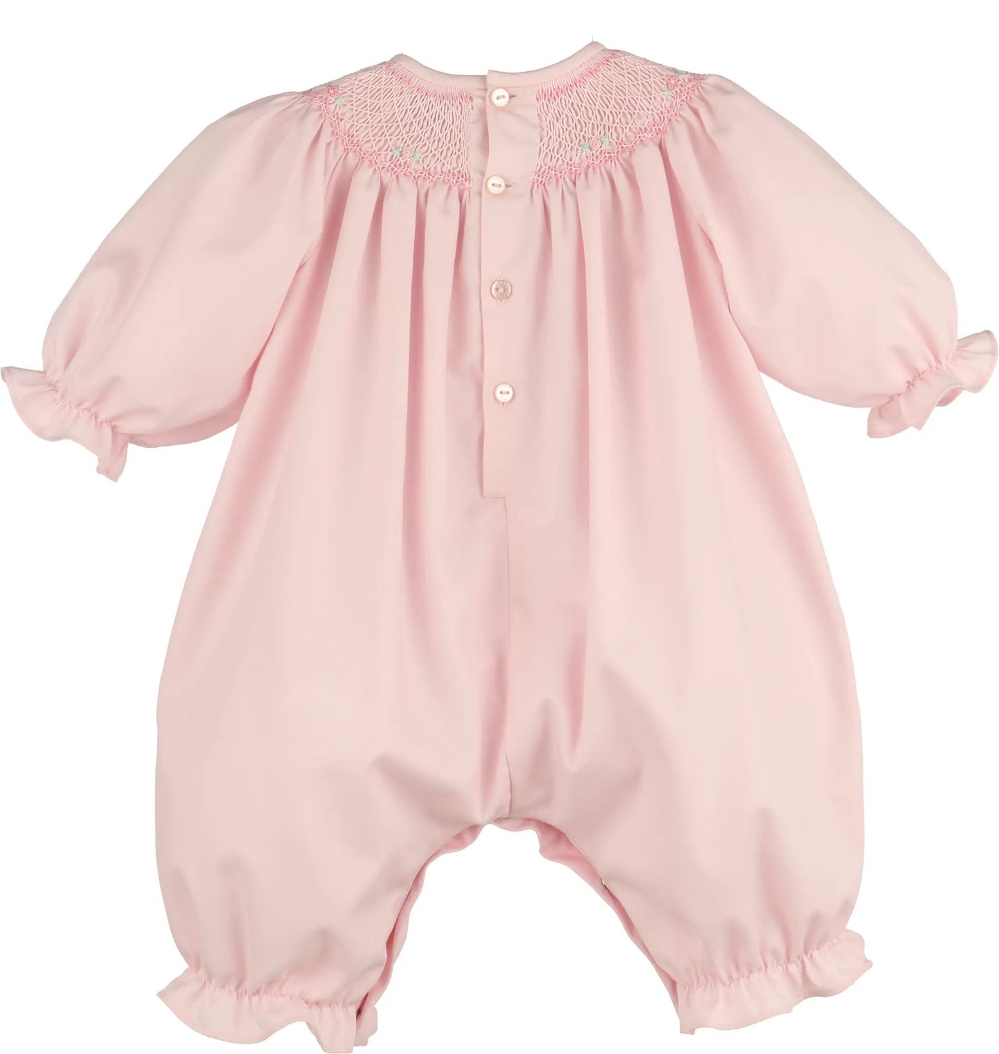 Luli & Me Girls Classic Smock Long Bubble - Pink