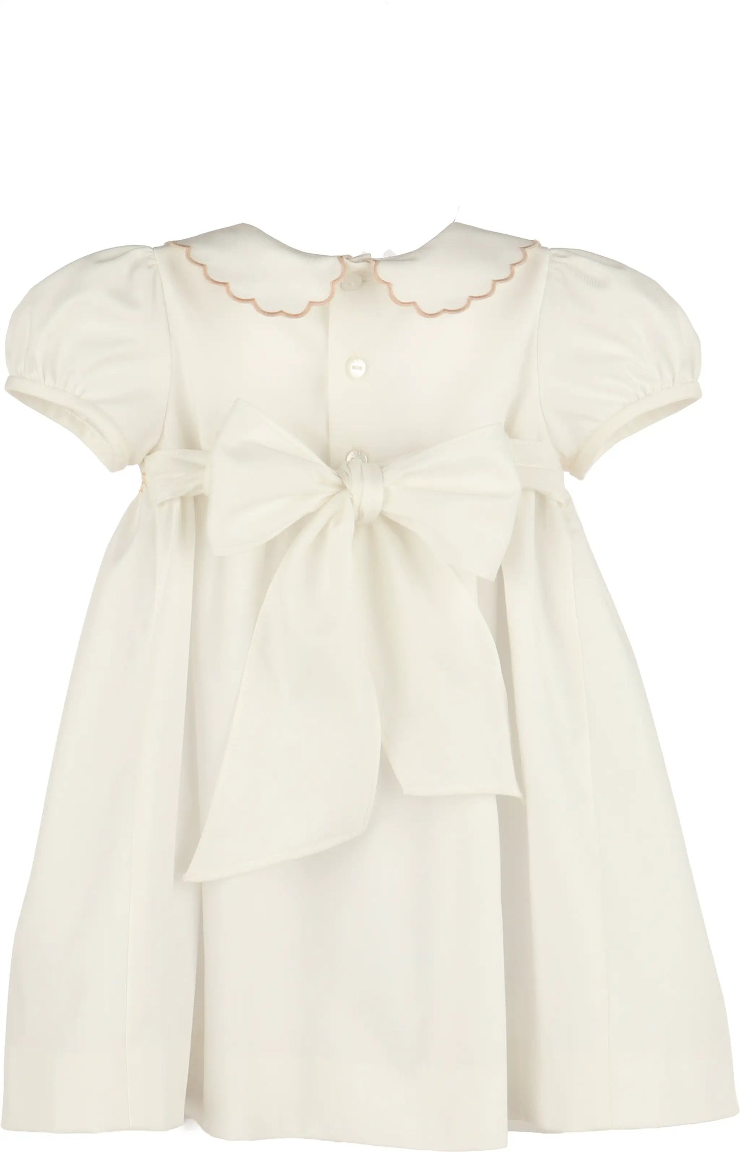 Luli & Me Girls Classic Smocked Dress - Ivory