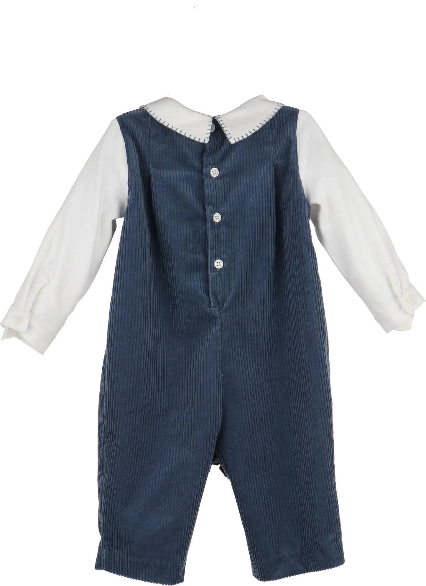 Luli & Me Boys Navy Blue Cord Longall with Collar Shirt