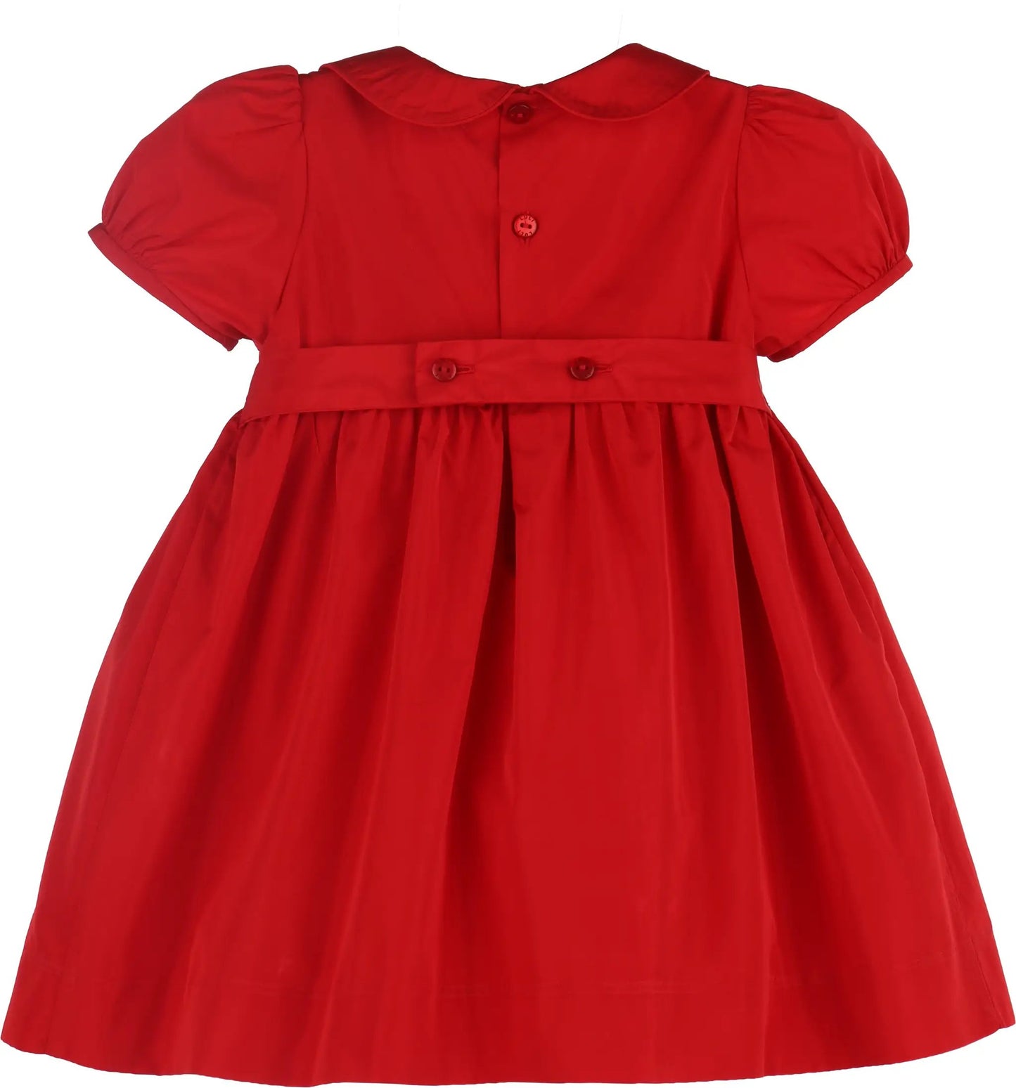 Luli & Me by Casero Girls Red Taffeta Smocked Christmas Bows Dress with Collar by Luli & Me