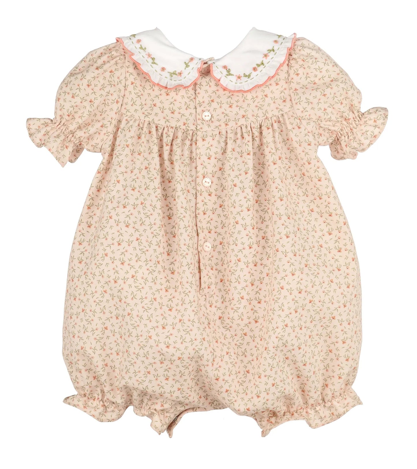 Sophie & Lucas Girls Orange Pumpkin Patch Playdate Floral Bubble with Collar