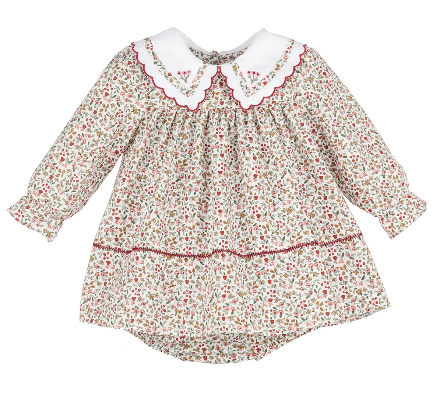 Sophie & Lucas Girls Claret Holiday Berries Miller Dress - Fancy Collar & Sash