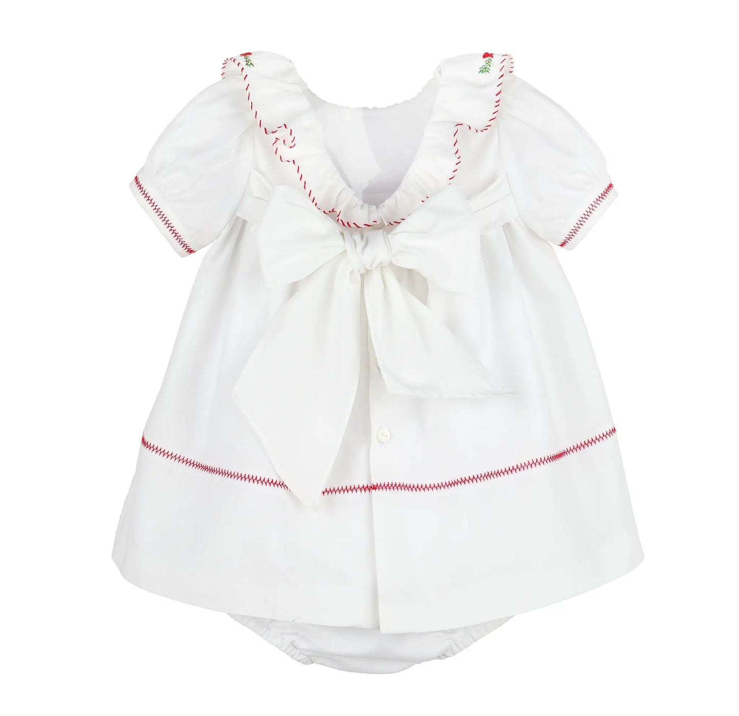 Sophie & Lucas Girls White Merrymaker Christmas Dress - Ruffle Collar & Embroidery