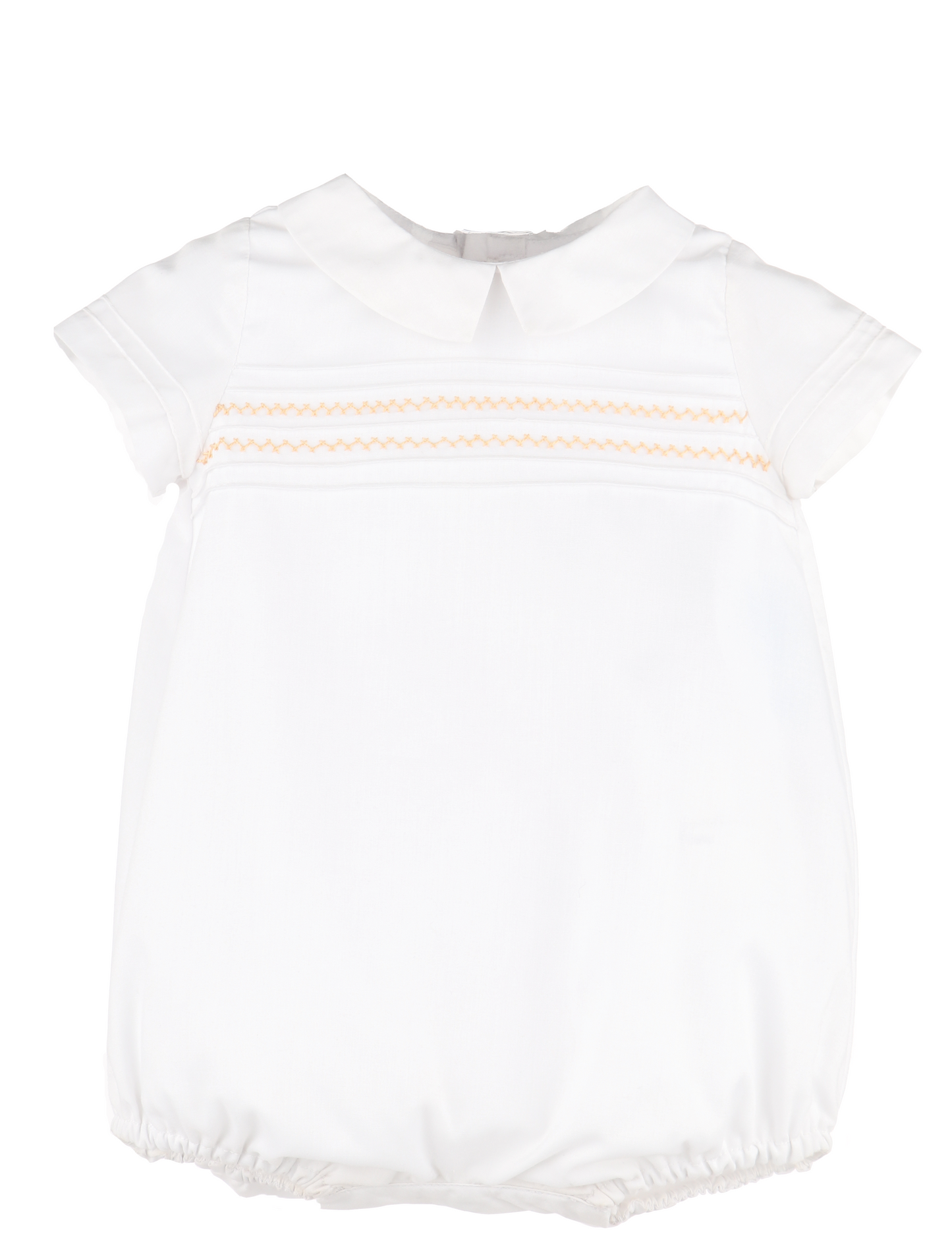 Luli & Me Baby Boys Dressy Bubble with Collar - Beige Stitching by Luli & Me