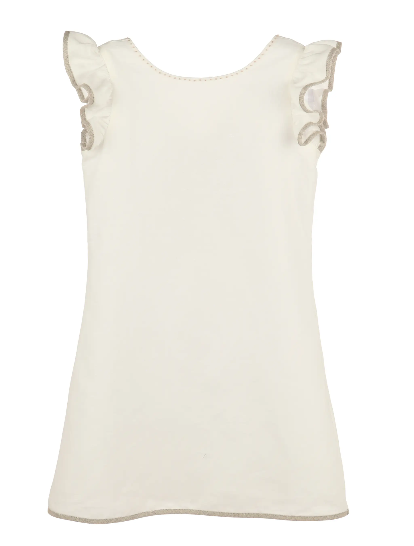 Luli & Me Girls Ivory Linen Blend Flutter Sleeve Shift Dress by Luli & Me