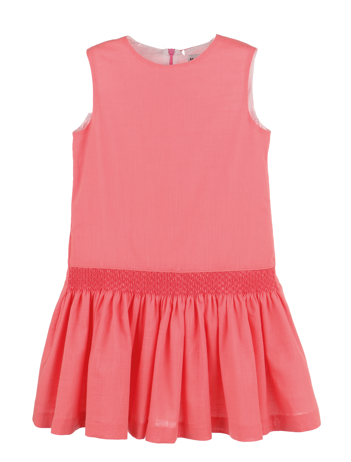 Luli & Me Girls Sleeveless Smocked Drop Waist Dress - Coral by Luli & Me
