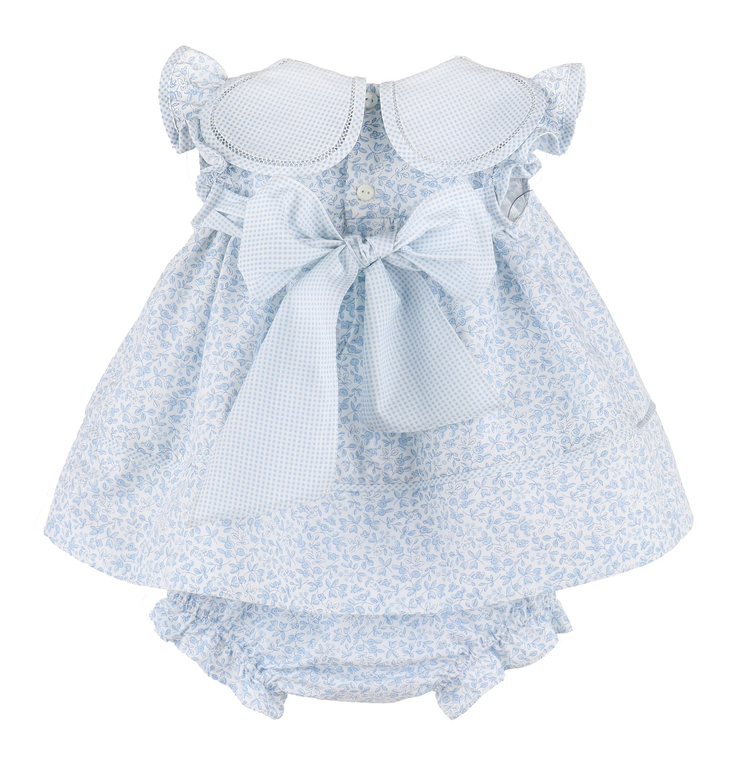 Sophie & Lucas Girls Floral Blooms Petal Collar Dress - Bow in Back - Blue by Sophie & Lucas