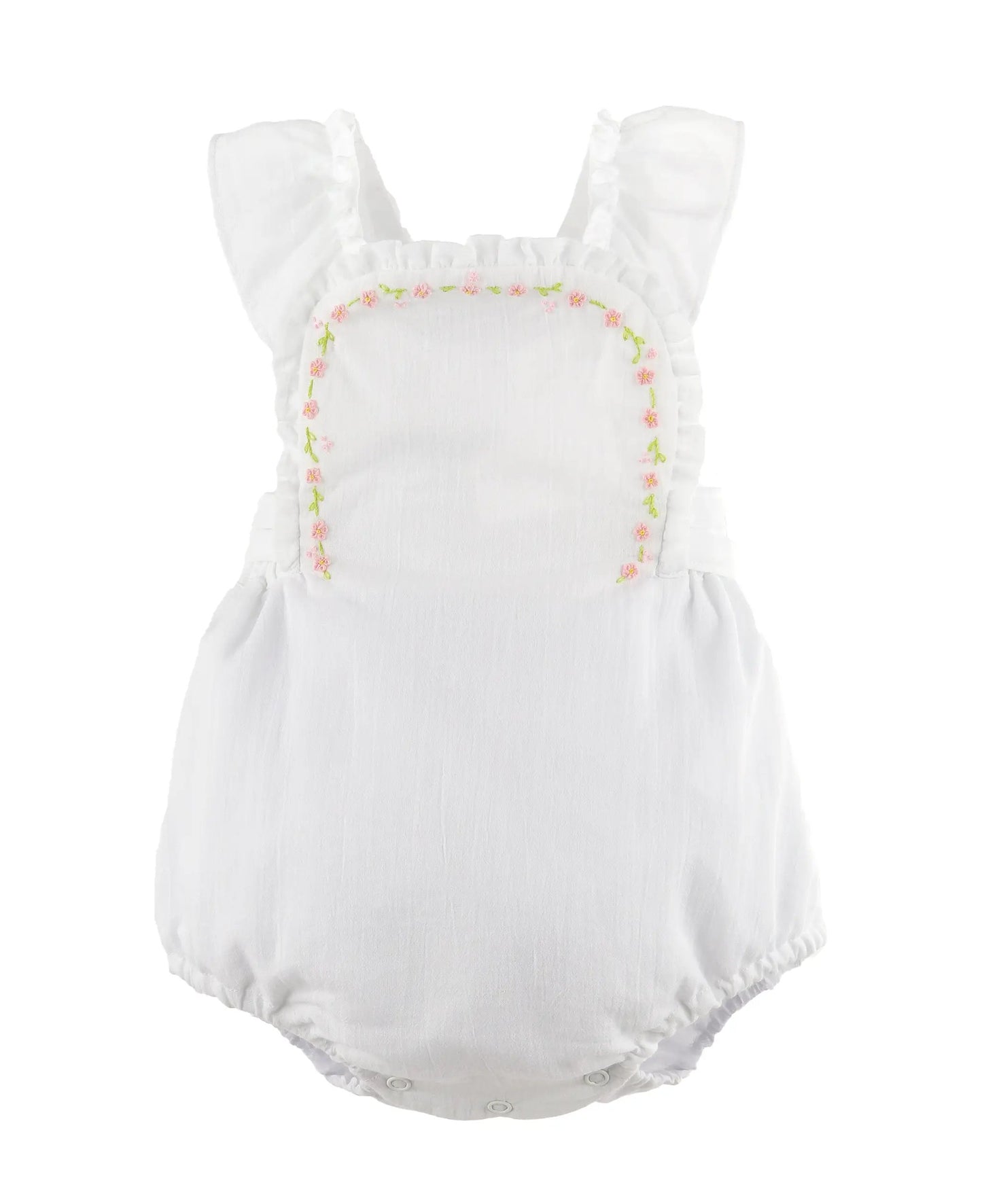 Sophie & Lucas Girls White Daisy Chain Embroidery Bubble by Sophie & Lucas