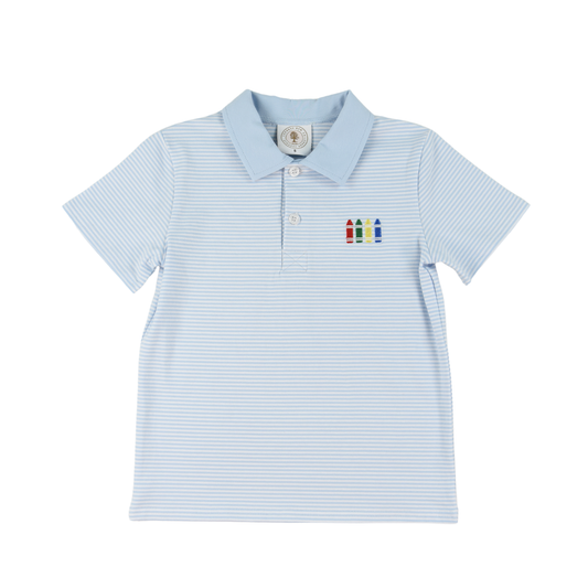 Cypress Row Toddler Boys Polo Shirt - Light Blue - Color My World School Pencils