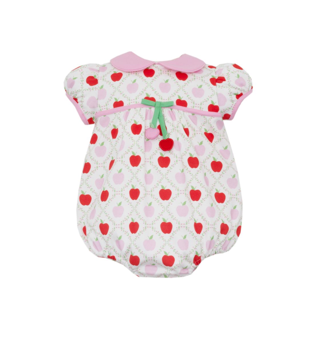Claire & Charlie Baby Girls Pink & Red Apples Print Bubble