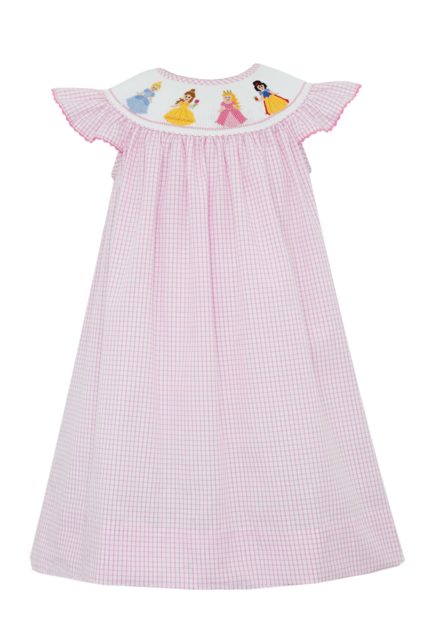 Anavini Toddler Girls Pink Check Bishop Dress - Smocked Princesses