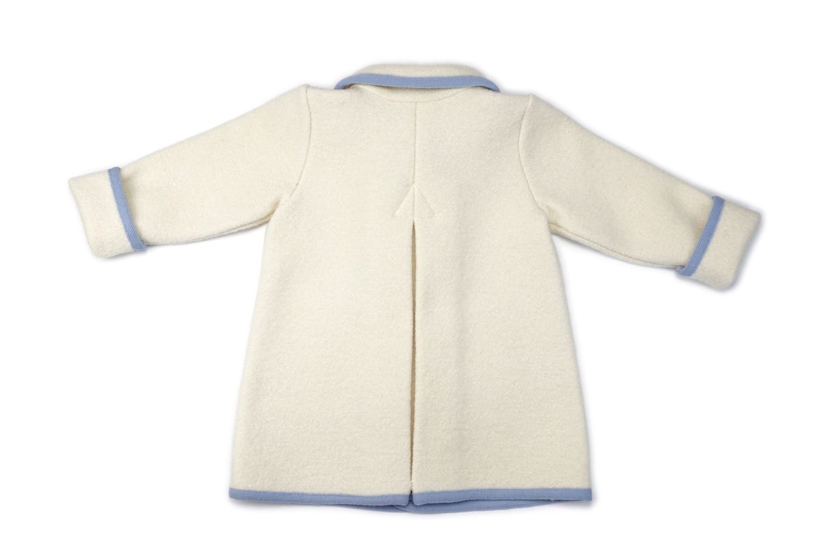 Marae Boys Luxury Dress Coat - Double Breasted - Cream with Light Blue Trim