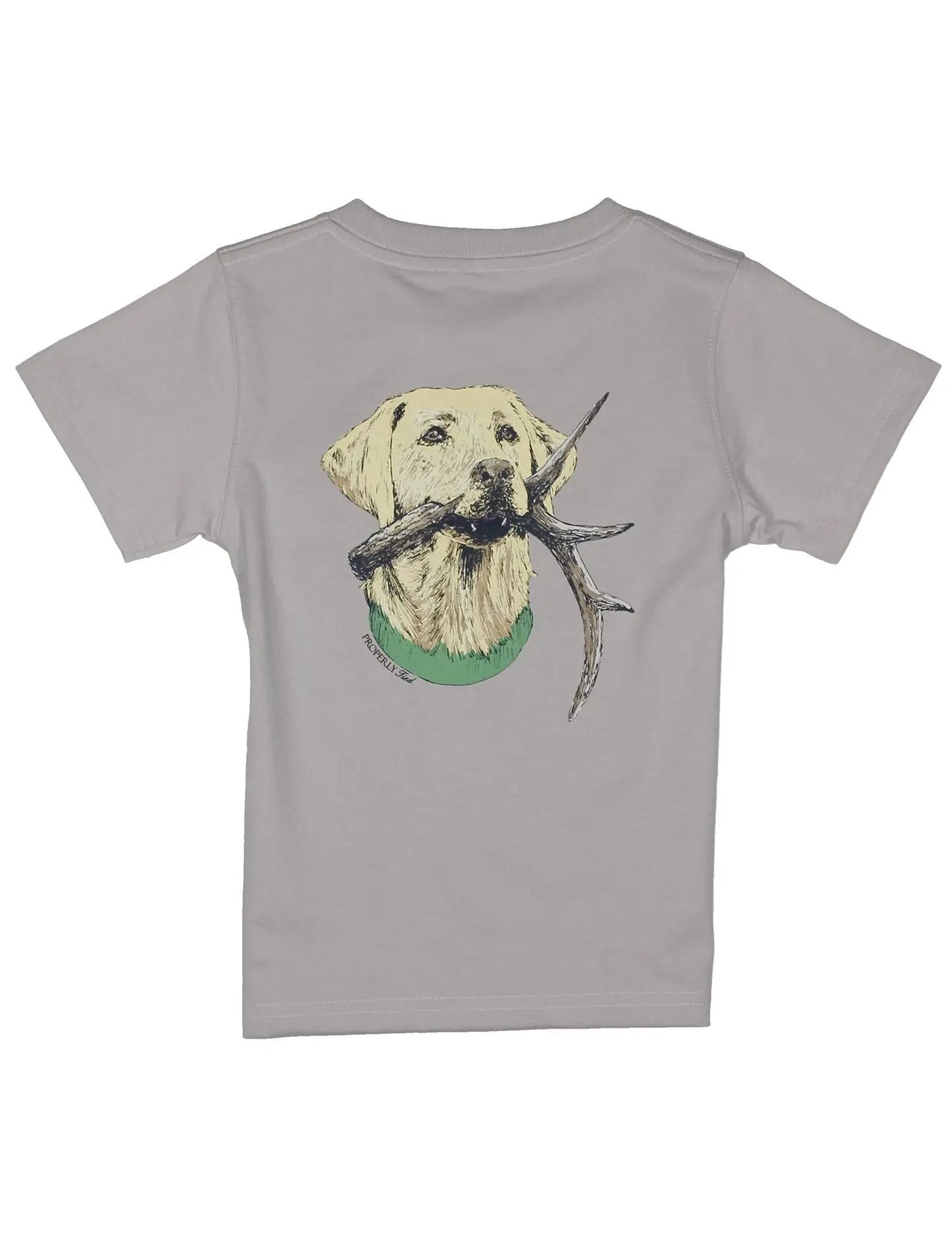 Properly Tied Boys Ice Gray Antler Lab Short Sleeve Shirt