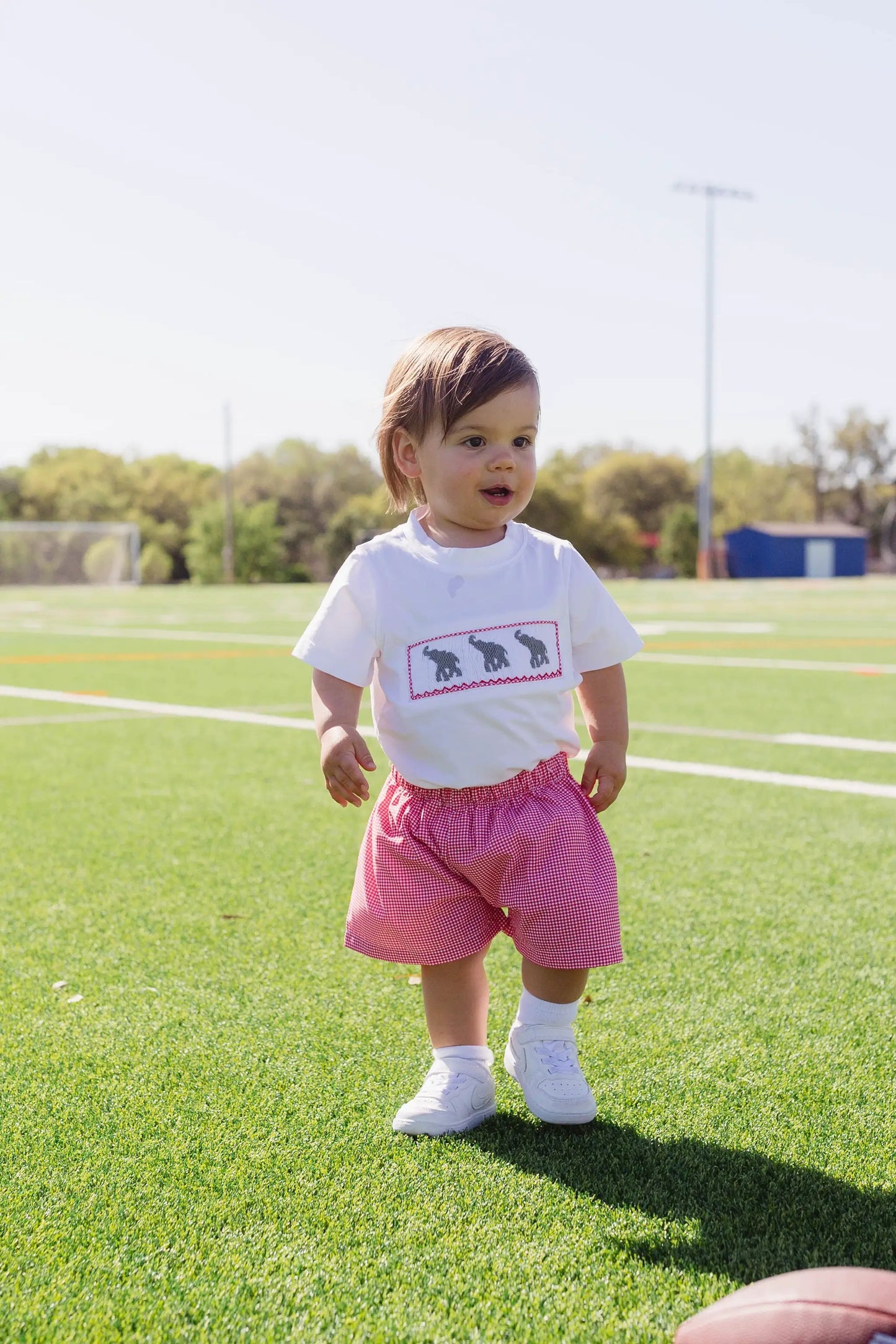 Shop Teeta Boys Shorts Set - Red Gingham Smocked Alabama Elephants Shirt