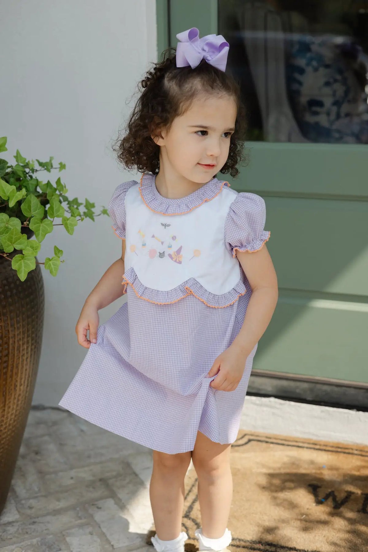 Bailey Boys Girls Lavender Check Scallop Halloween Trick or Treat Dress by Bailey Boys