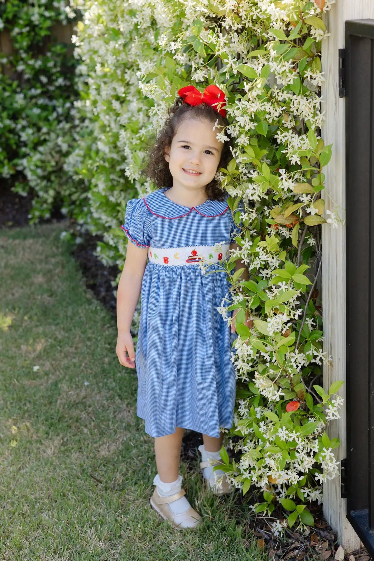 Bailey Boys Girls Blue Check Smocked School ABC Dress by Bailey Boys