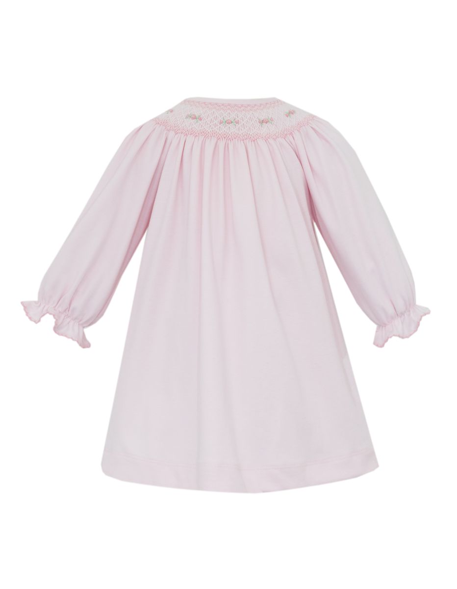Petit Bebe Knits Girls Rose Pink Smocked Long Sleeve Bishop Dress 2T Petit Bebe Knits Girls Rose Pink Smocked Long Sleeve Bishop Dress 2T