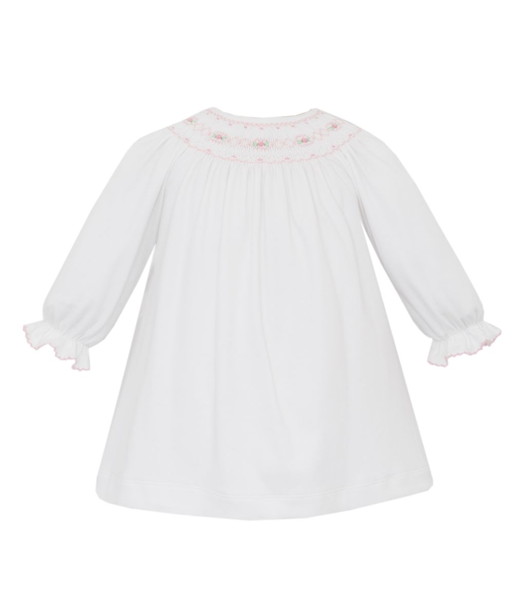 fitted lace wedding dress Happy Santa Smocked Pink Gingham Long Sleeve Bishop Dress main image 1