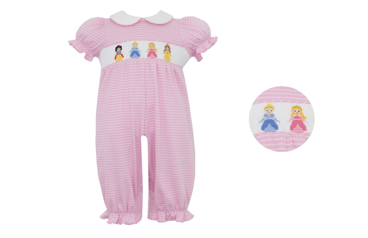 Petit Bebe Knits Baby Girls Pink Striped Romper - Smocked Princesses