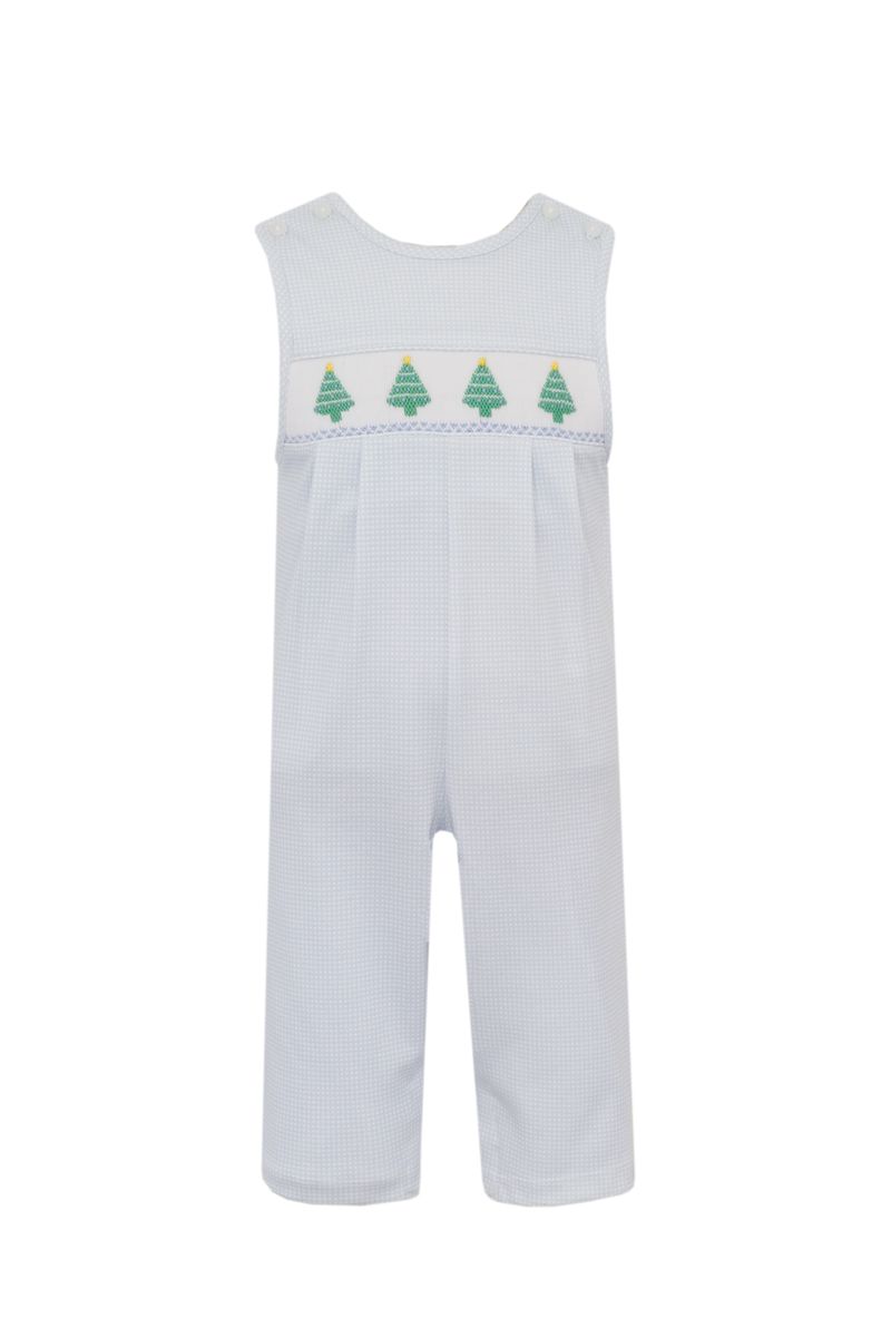 Petit Bebe Knits Boys Blue Check Smocked Christmas Dress Longall