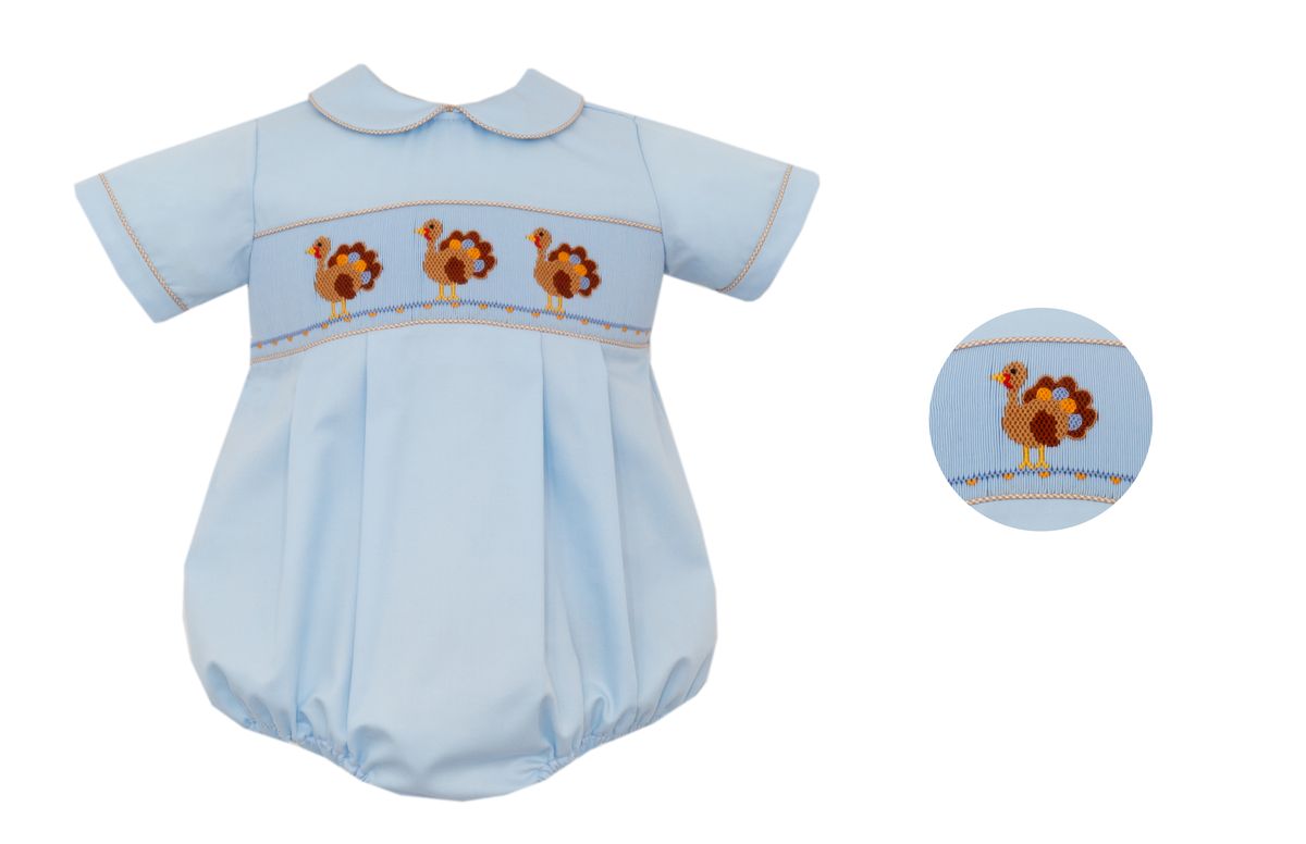 Anavini Boys Light Blue Smocked Cross Jon Jon with Shirt