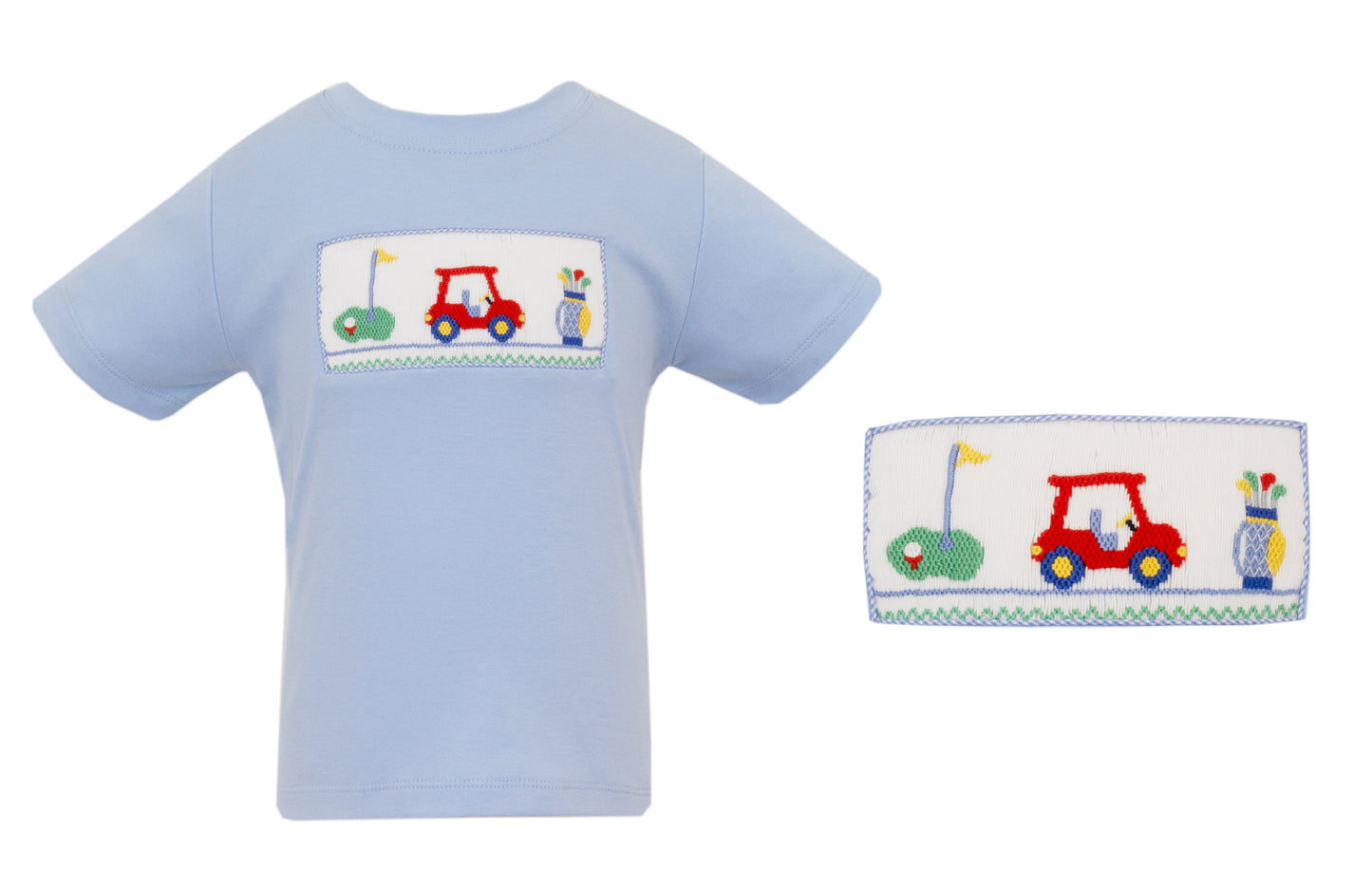 Anavini Velani Boys Blue Tee Shirt - Smocked Golf Theme