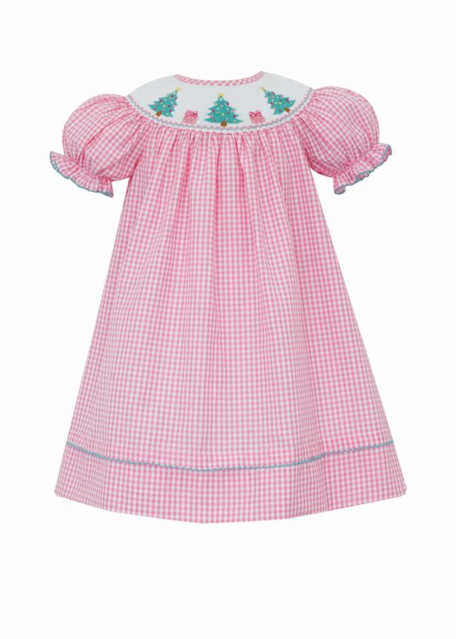 Anavini Couture Girls Pink Batiste Dress - Fully Smocked Bodice main image 1