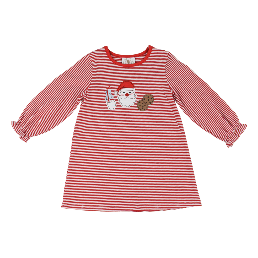 Cypress Row Girls Red Striped Susie Swing Dress - Santa Cookies & Milk by Cypress Row