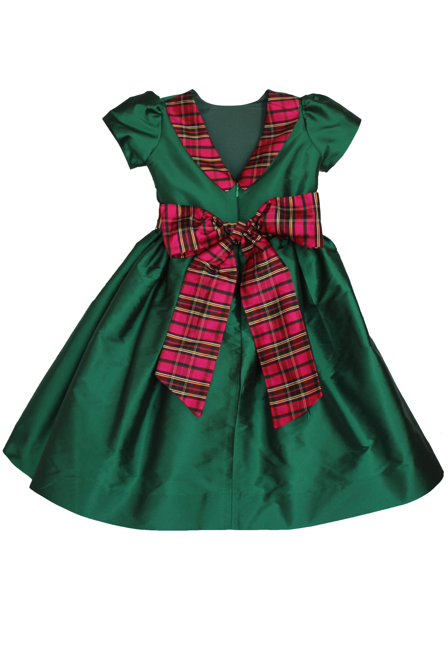 Susanne Lively Girls Green Christmas Party Dress - Red Holiday Plaid V-Back & Sash by Susanne Lively