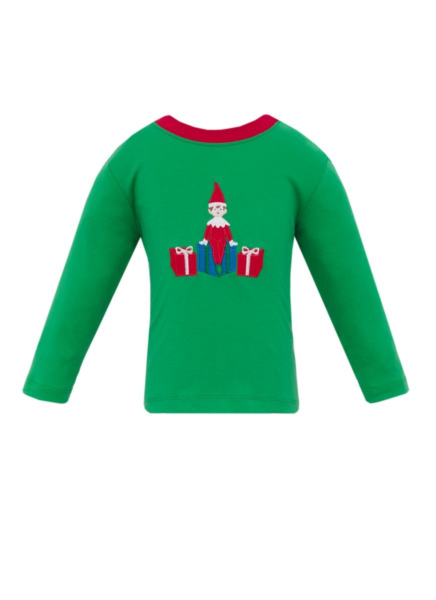 Claire & Charlie Boys Green Knit Holiday Long Sleeve Elf Shirt by Claire & Charlie