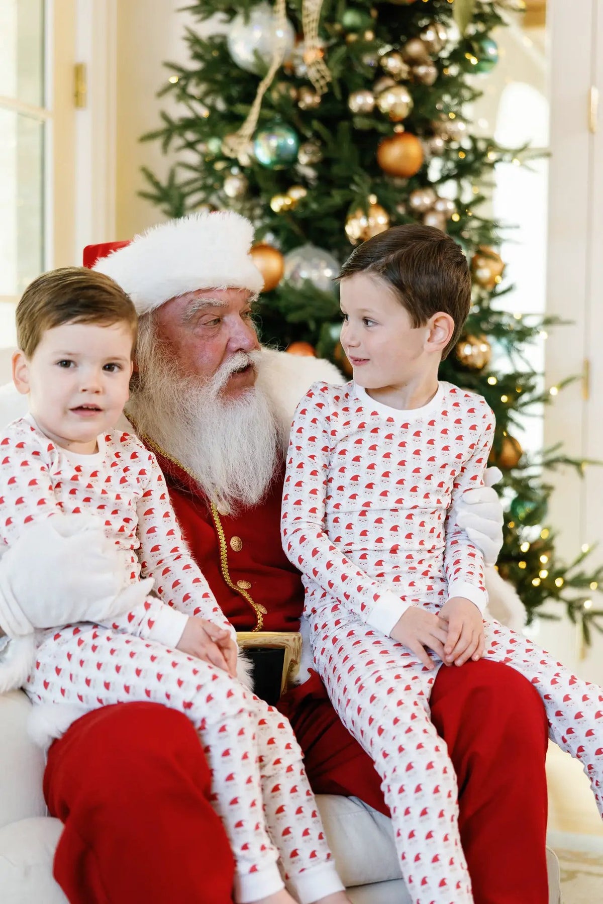 Lila & Hayes Boys Grayson Pajamas Set - Red Whimsical Santa by Lila & Hayes