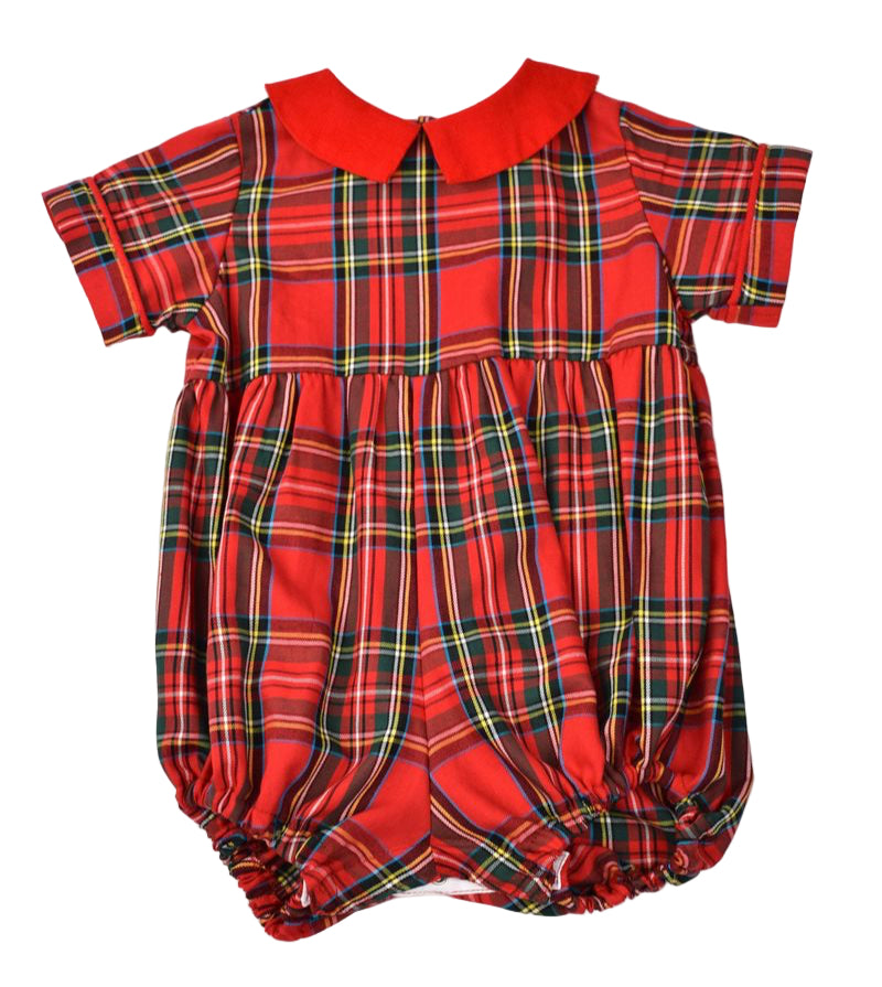 Funtasia Too Baby Boys Red Holiday Plaid Bubble with Collar by Funtasia