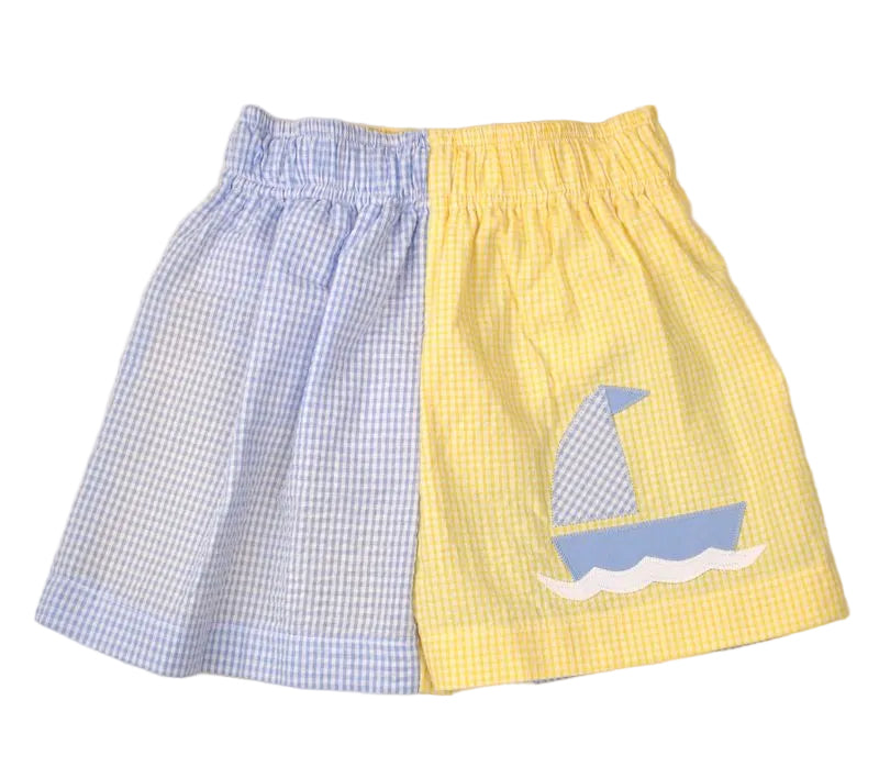 Funtasia Too Boys Blue & Yellow Swim Trunks - Sailboat by Funtasia